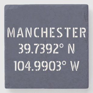 Manchester Latitude Longitude Steinuntersetzer