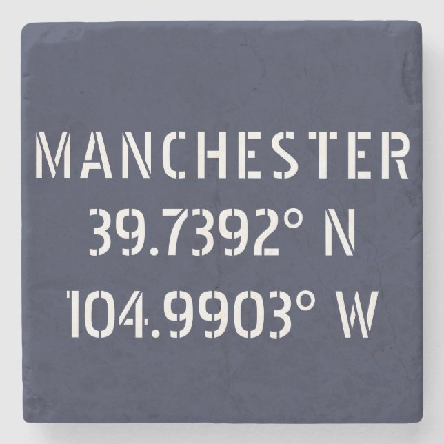 Manchester Latitude Longitude Steinuntersetzer (Vorderseite)