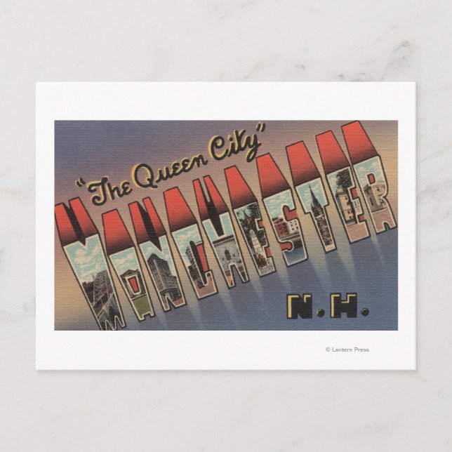 Manchester, New Hampshire - Große Briefszenen Postkarte (Vorderseite)