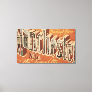 Manchester, New Hampshire - großer Buchstabe Leinwanddruck