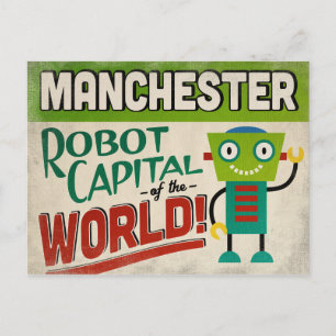 Manchester New Hampshire Roboter - Lustig Vintage Postkarte