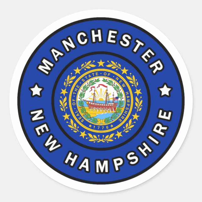 Manchester New Hampshire Runder Aufkleber (Vorderseite)