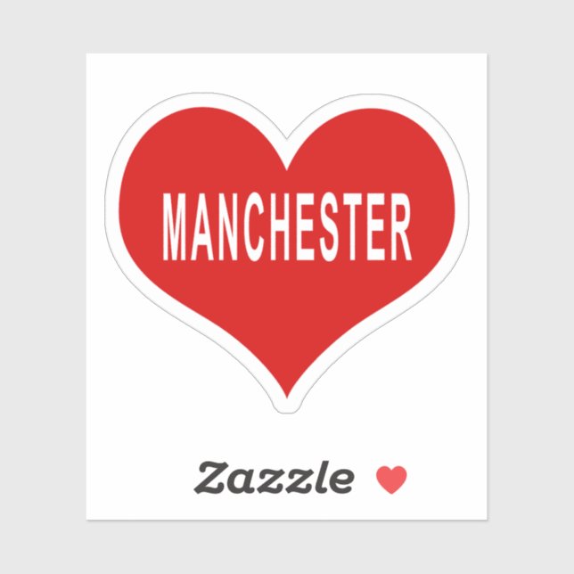 MANCHESTER Rote Liebe Herz Vinyl Sticker (Blatt)