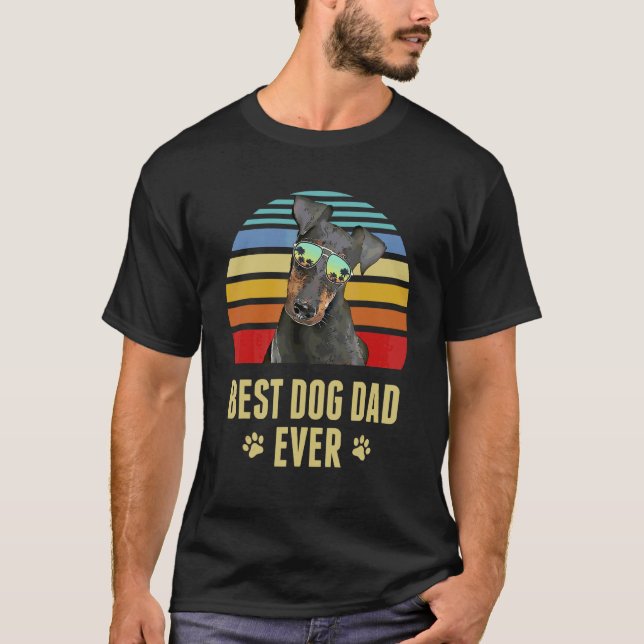Manchester Terrier Best Dog Vater je Retro Sunset T-Shirt (Vorderseite)