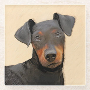 Manchester Terrier Gemälde Originale Tierkunst Glasuntersetzer