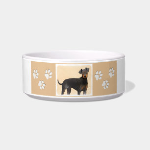 Manchester Terrier Gemälde Originale Tierkunst Napf