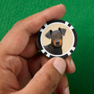 Manchester Terrier Gemälde Originale Tierkunst Pokerchips