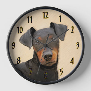 Manchester Terrier Gemälde Originale Tierkunst Uhr