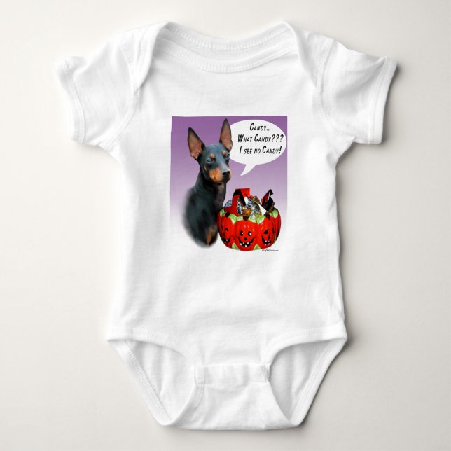 Manchester Terrier Halloween Candy Baby Strampler (Vorderseite)
