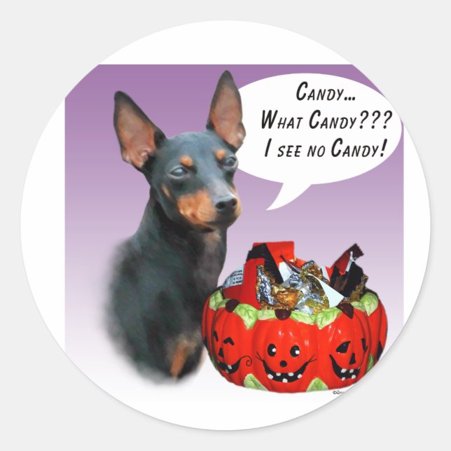 Manchester Terrier Halloween Candy Runder Aufkleber (Vorderseite)