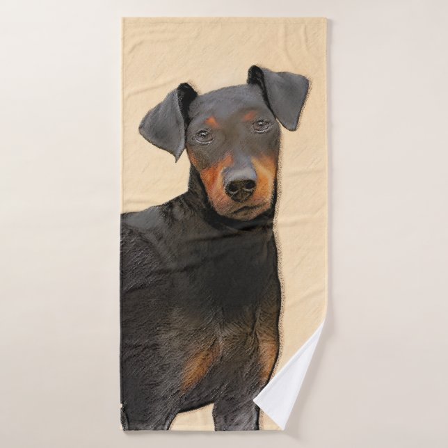 Manchester Terrier Painting Original Animal Art Badhandtuch Set (Badehandtuch)