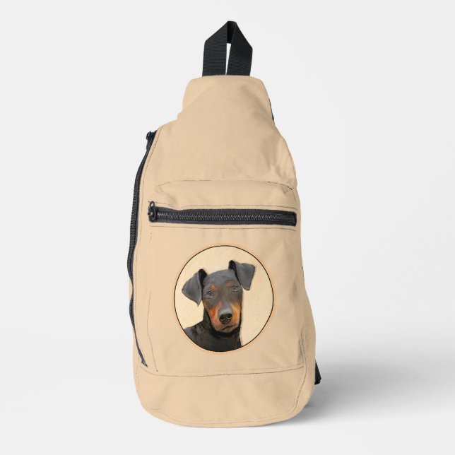 Manchester Terrier Painting Original Animal Art Crossbody Bag (Vorderseite)