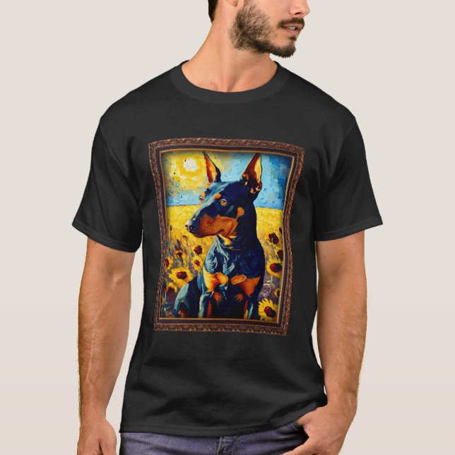 Manchester Terrier Painting Sunflower Flower Mom W T-Shirt (Vorderseite)