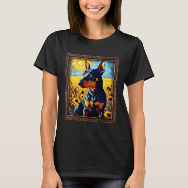 Manchester Terrier Painting Sunflower Flower Mom W T-Shirt (Vorderseite)