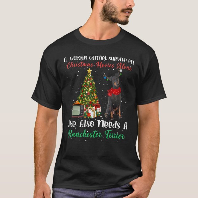 Manchester Terrier Reindeer Christmas Tree Ornae T-Shirt (Vorderseite)
