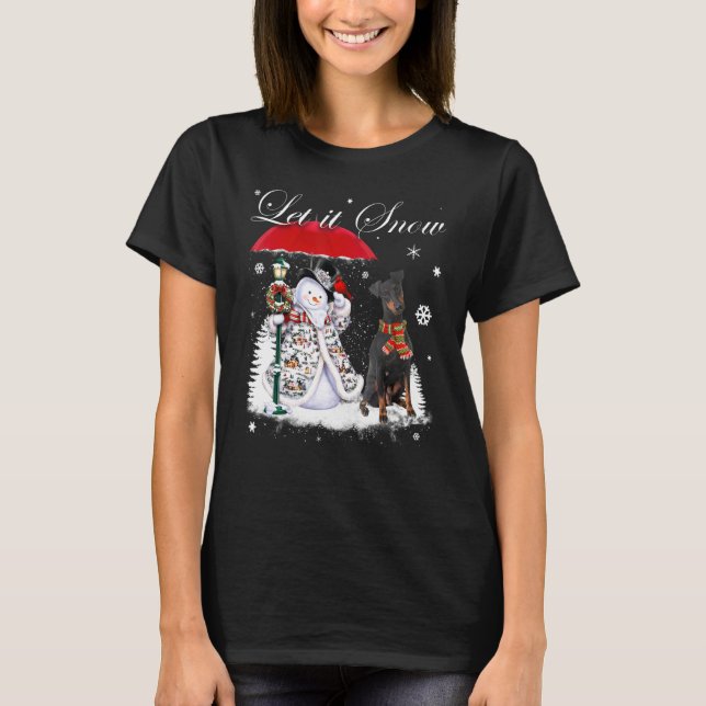 Manchester Terrier Santa Dog Christmas Snowman Xma T-Shirt (Vorderseite)