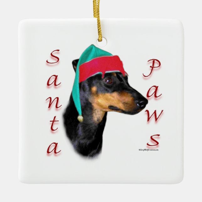 Manchester Terrier Santa Paws Keramikornament (Vorderseite)