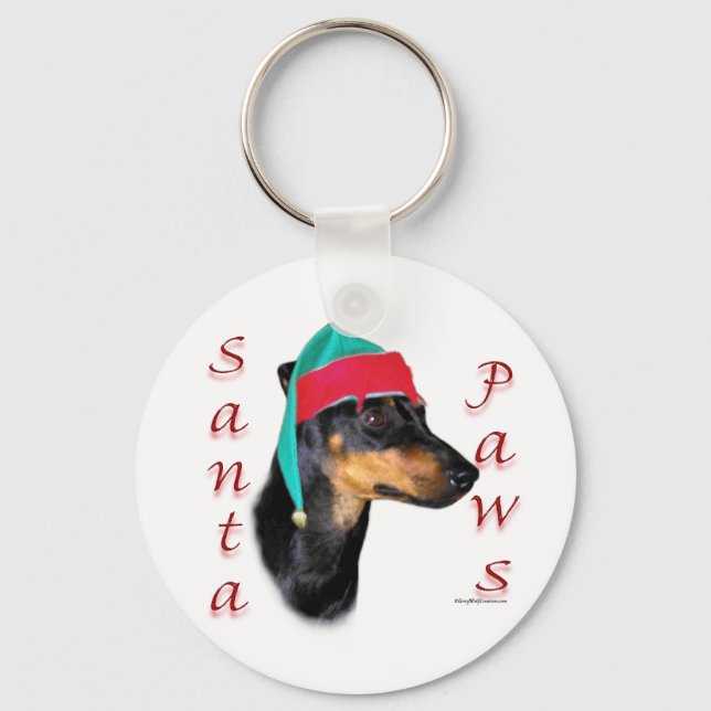 Manchester Terrier Santa Paws Schlüsselanhänger (Vorderseite)