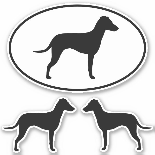 Manchester Terrier-Silhouetten mit natürlichen Ohr Aufkleber (Vorderseite)