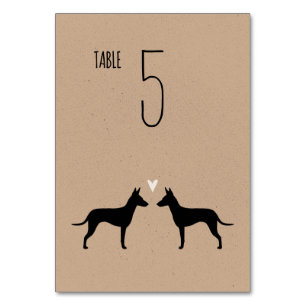 Manchester Terrier Silhouetten Wedding Reception Tischnummer