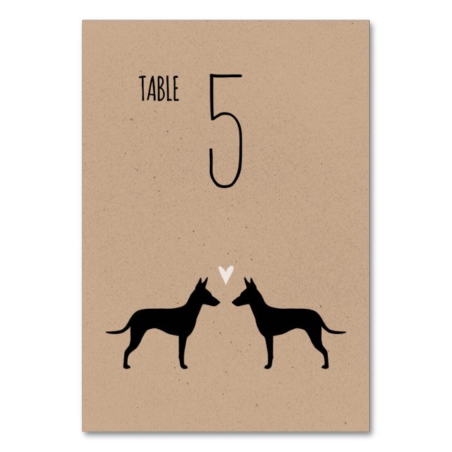 Manchester Terrier Silhouetten Wedding Reception Tischnummer (Vorderseite)
