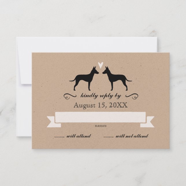 Manchester Terrier Silhouetten Wedding Reply UAWG RSVP Karte (Vorderseite)