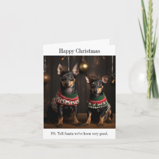 Manchester Terriers in Christmas Jumpers Card Karte