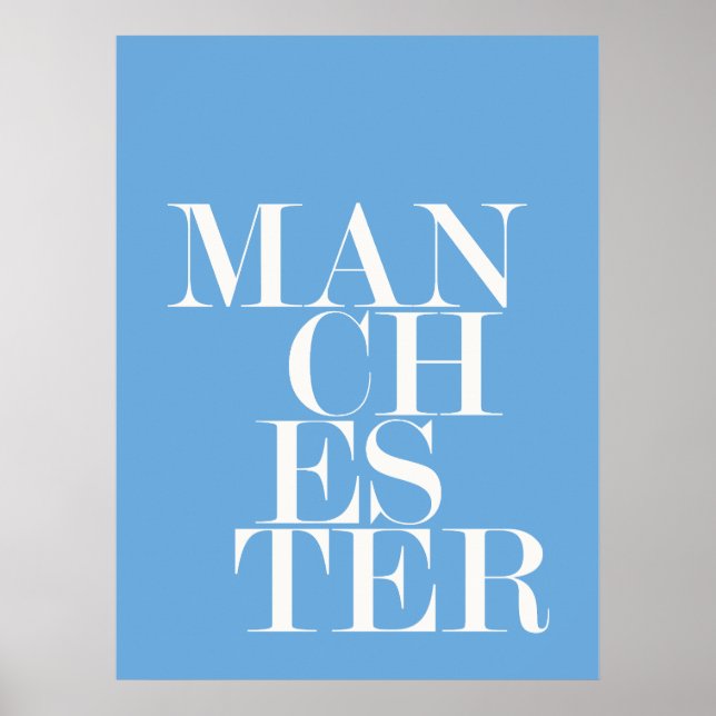 Manchester UK City Blue Typografy Modern Text Poster (Vorne)