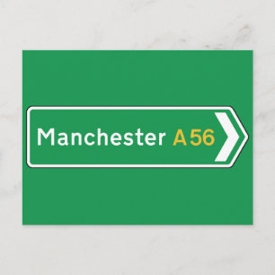 Manchester, UK Road Sign Postkarte