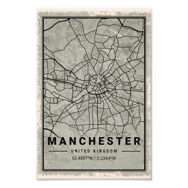 Manchester united kingdom map print poster canvas (Vorne)