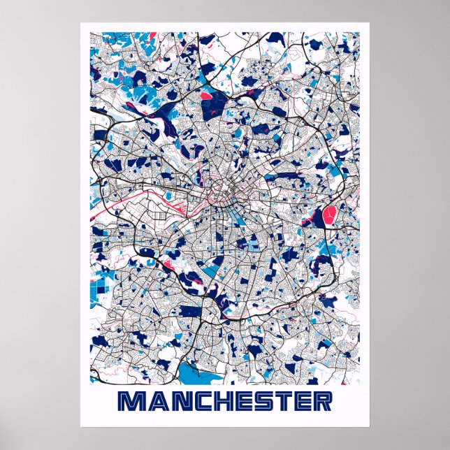 Manchester - United Kingdom MilkTea City Map Poster (Vorne)