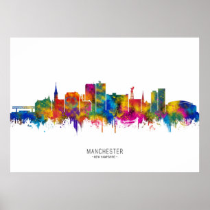 Manchester USA Skyline Poster