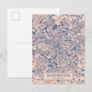 Manchester Vereinigtes Königreich Windige Stadtpla Postkarte