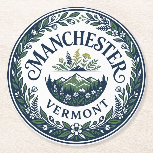 Manchester, Vermont Vermont Runder Pappuntersetzer (Vorderseite)