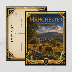 Manchester Vermont Vintage Art Deco Golden Age Postkarte