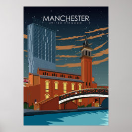 Manchester Vintag Minimal Retro Travel Poster
