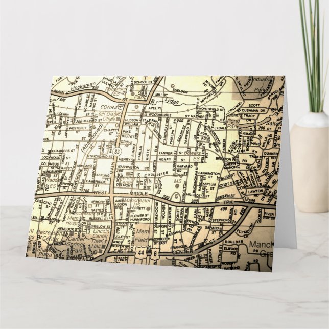 Manchester, Vintage Karte CT (Vorderseite)