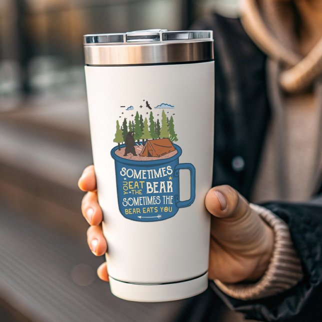 Manchmal essen Bären dich Camping | Die Aufkleber (Sometimes the Bear Eats You Sticker by PiggyPrint Stickers)