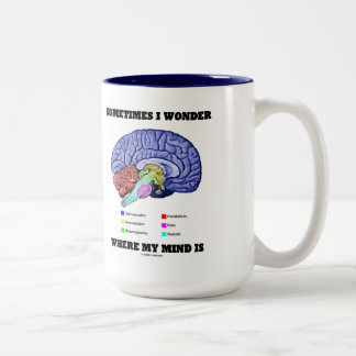 Manchmal frage ich mich, wo mein Geist Gehirn Spaß Zweifarbige Tasse