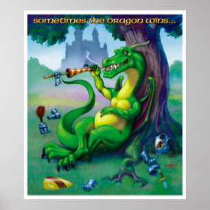 Manchmal gewinnt der Drache grüne Printwerbung Poster