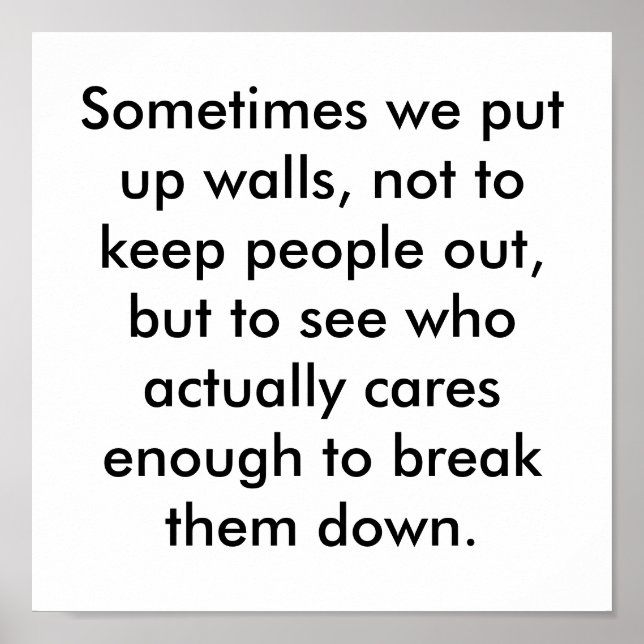 Manchmal stellen wir Mauern auf, um die Leute nich Poster (Vorne)