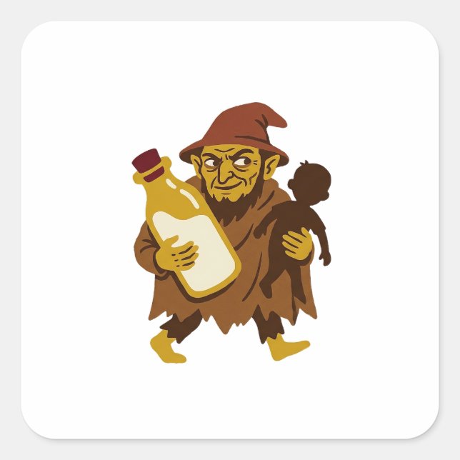 Manci-Flasche Quadratischer Aufkleber (Vorderseite)