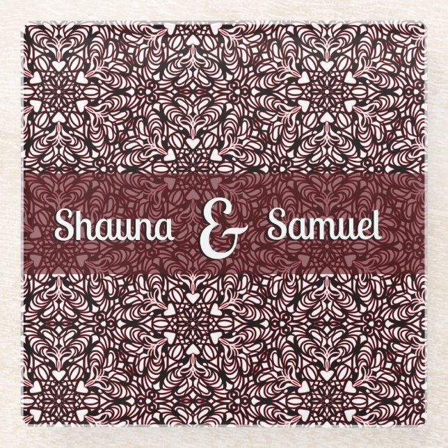 Mandal Hearts Glasuntersetzer (Vorderseite)