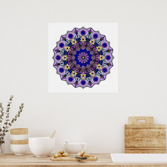 Mandala 12-2 Blueberry - Poster (Küche)