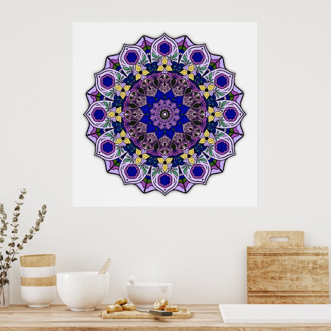 Mandala 12-2 Blueberry - Poster (Küche)