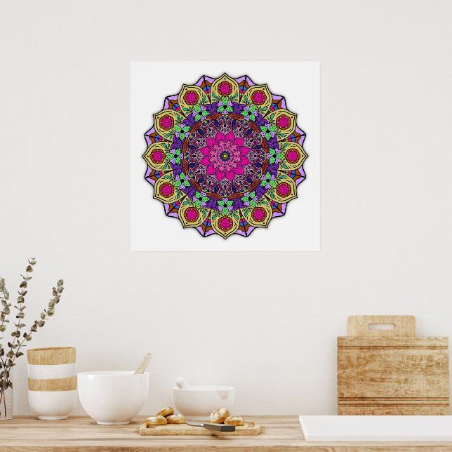 Mandala 12-2 PinkFlower - Poster (Küche)
