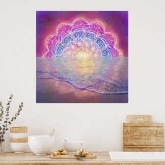 Mandala 12 Sun in Ocean rosa - Poster
