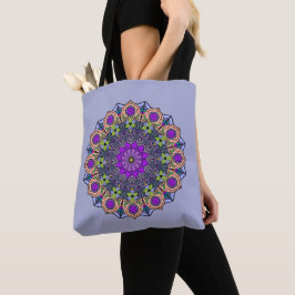 Mandala 12 Violet Peach Pink Green on Violet -