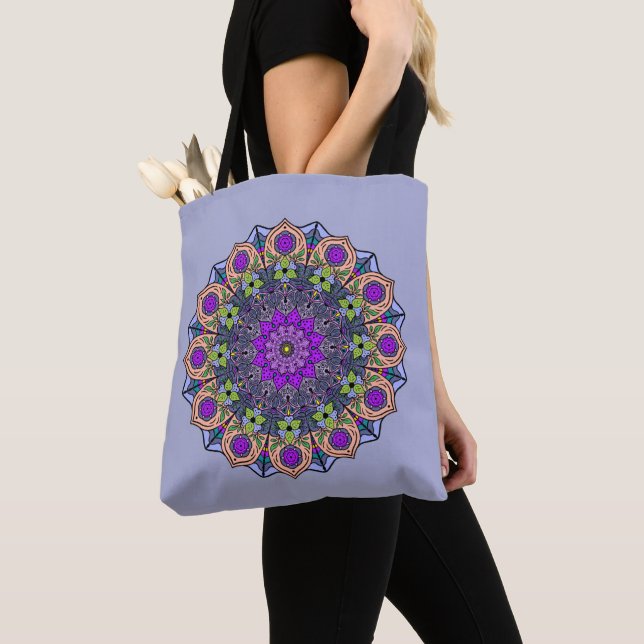 Mandala 12 Violet Peach Pink Green on Violet - (Von Nahem)