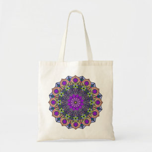 Mandala 12 Violet Peach Pink Green - Tragetasche